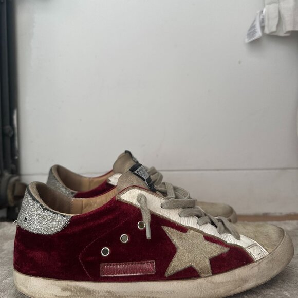 Maroon Velvet Golden Goose - Picture 1 of 5